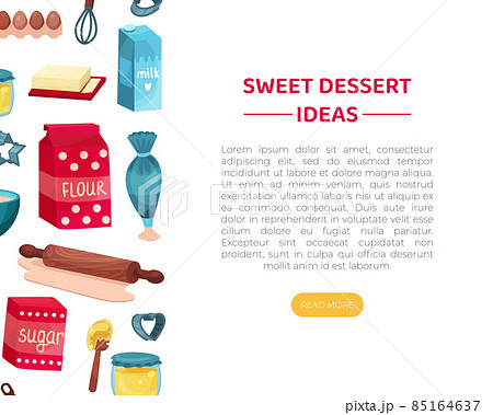 Web Banner with Ingredients for Pie Cooking and Baking with Flour and Sugar Vector Template Web Banner with Ingredients for Pie Cooking and Baking with Flour and Sugar Vector Template 85164637