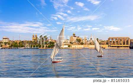The Nile and Luxor Temple on the bank, Upper Egypt 85165035