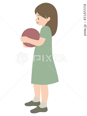 イラスト素材 ボールを抱える女の子のイラスト素材