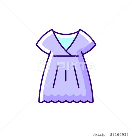 Nightgown purple RGB color icon. Long dress....のイラスト素材