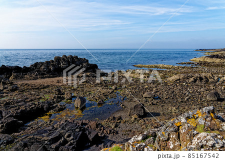 Sunny day at Dunure Beach on the west coast of Scotland 85167542