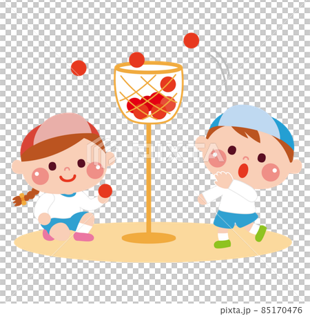 孩子們在運動會上放球的插圖素材 85170476