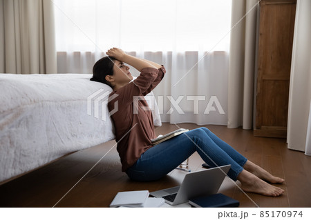 Unhappy stressed young indian woman feeling tired. 85170974
