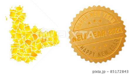 Valladolid Province Map Mosaic of Gold Parts and Textured Happy New Year New Year 2021 Badge 85172843