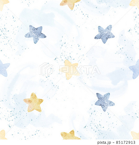 Watercolor clouds, moon, stars, decorative elements. Watercolor illustrations clip art for nursery decorations. Background print, wear design, baby shower, kids cards, linens, wallpaper, textile. 85172913