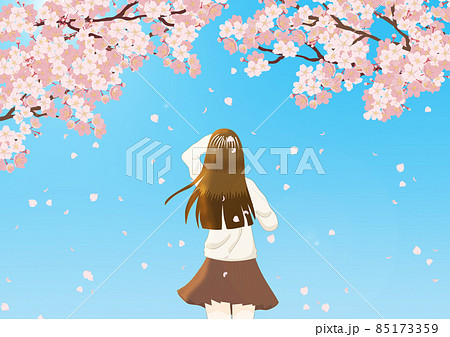 桜を見上げる少女 桜を見上げる少女 85173359