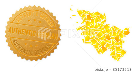 Schleswig-Holstein Land Map Collage of Golden Elements and Metal Authentic German Seal Schleswig-Holstein Land Map Collage of Golden Elements and Metal Authentic German Seal 85173513