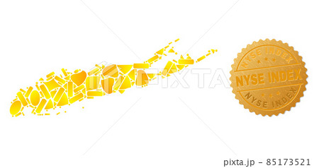 Long Island Map Mosaic of Golden Spots and Metal Nyse Index Seal Stamp Long Island Map Mosaic of Golden Spots and Metal Nyse Index Seal Stamp 85173521