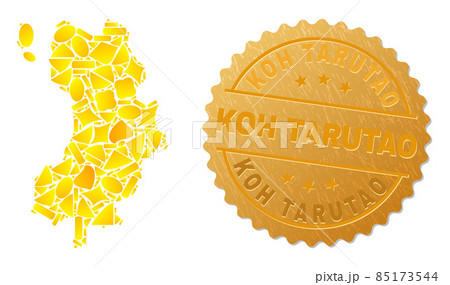 Ko Tao Map Mosaic of Golden Fractions and Metallic Koh Tarutao Badge 85173544