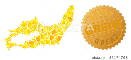 Great Inagua Island Map Mosaic of Golden Parts and Metallic Great Stamp Great Inagua Island Map Mosaic of Golden Parts and Metallic Great Stamp 85174768