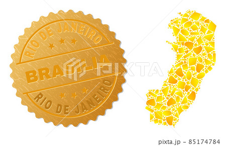 Espirito Santo State Map Collage of Gold and Metal Rio De Janeiro Brasilia Stamp 85174784