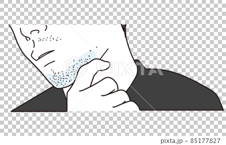 アゴヒゲの剃り跡を気にするアジア人の男性 85177827