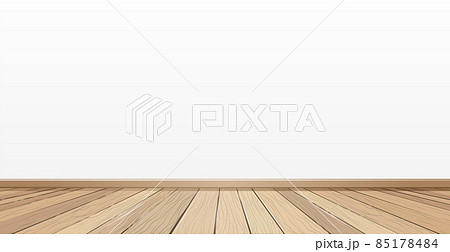 Realistic light wood floor and white wall, background for presentation - Vector 85178484