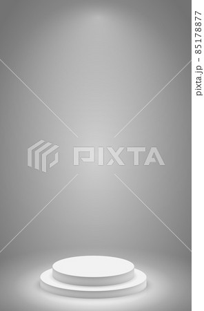Realistic gray - white studio, white round podium - Vector 85178877