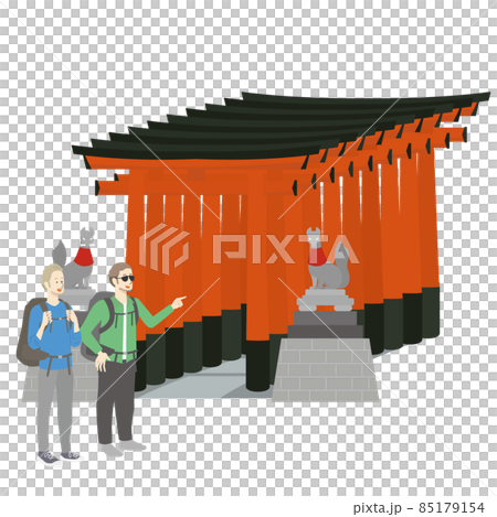 京都伏見稲荷を観光する外国人バックパッカー 京都伏見稲荷を観光する外国人バックパッカー 85179154
