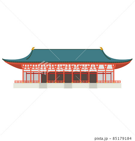 シンプルでフラットな京都の平安神宮のイラスト素材