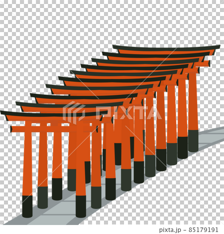 A simple vermilion Senbon Torii at a shrine A simple vermilion Senbon Torii at a shrine 85179191