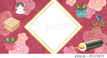 節分　梅　鬼　背景 85179975