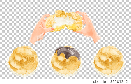 シュークリームの手描き水彩風イラスト 85181242
