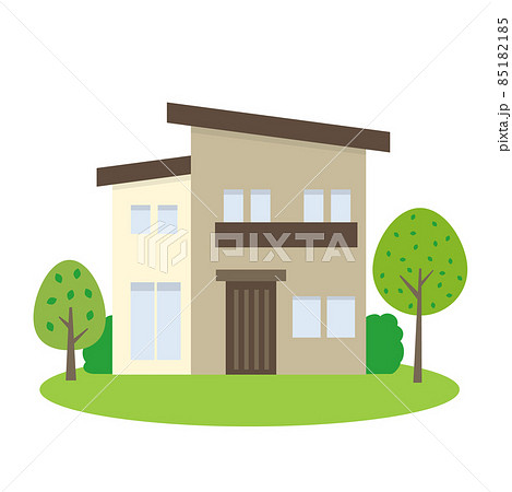 現代の戸建住宅のイラストのイラスト素材