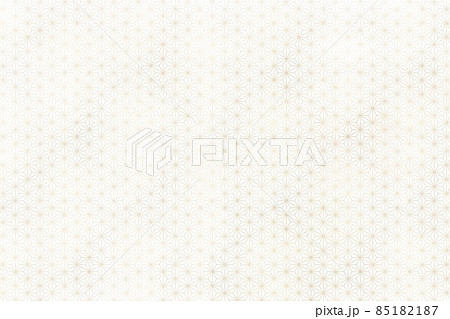麻の葉模様の和柄背景素材　金色　和紙風テクスチャ　上品　白　ゴージャス　六角形　日本の伝統的な柄 85182187