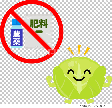 農薬、肥料不使用のキャベツのキャラクター 農薬、肥料不使用のキャベツのキャラクター 85183459