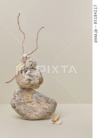 nature scene with composition of stones and dry branches 85184217