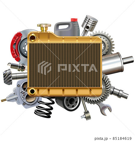 Vector Car Parts with Brass Car Radiator 85184619