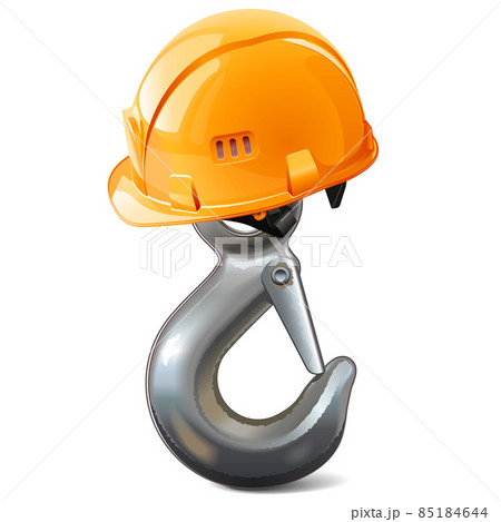 Vector Steel Crane Hook with Orange Helmet Vector Steel Crane Hook with Orange Helmet 85184644