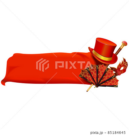 Vector Red Banner with Theater Accessories Vector Red Banner with Theater Accessories 85184645