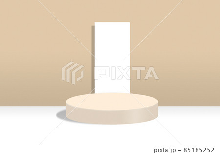 Empty cylindrical podium on beige pastel background for product display 85185252