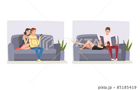 Stock Photo : Couple sitting together on the couch | Couple poses  reference, Sitting pose reference, Sitting poses
