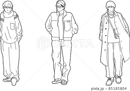 Three men in winter clothes - Stock Illustration [85185804] - PIXTA