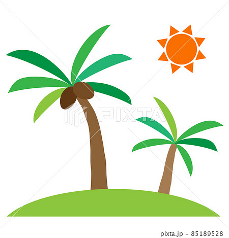 ヤシの木と太陽のイラスト 南の島のバカンスのイメージ のイラスト素材