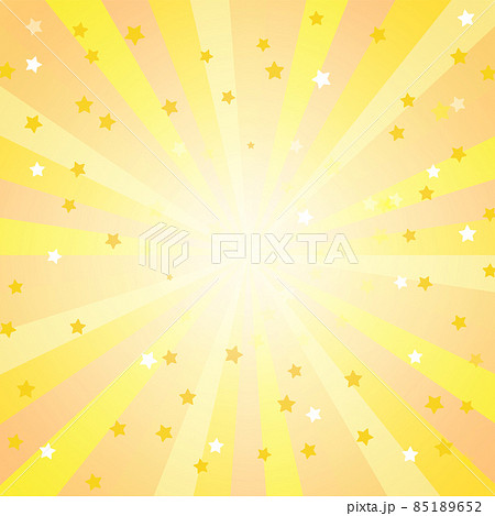 星が散らばるオレンジカラーのサンバースト背景、明るい中心,1対1比率サイズ 85189652