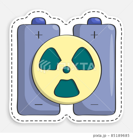 cartoon icon of doodle Pair of batteries with sign of atomic energy. High capacity energy storage devices based on radioactive elements. Vector isolated on white background cartoon icon of doodle Pair of batteries with sign of atomic energy. High capacity energy storage devices based on radioactive elements. Vector isolated on white background 85189685
