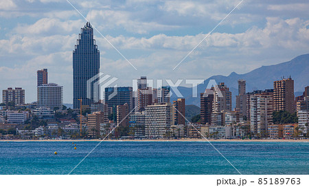 A modern city with high-rise buildings on the seashore 85189763