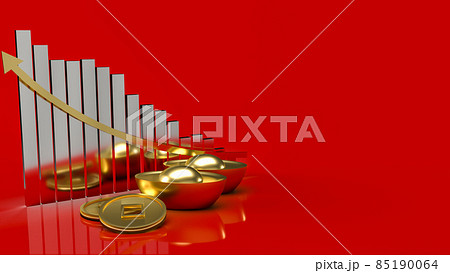 The Chinese gold money and chart for business concept 3d rendering 85190064