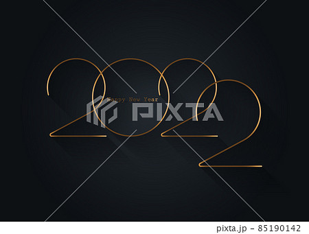 2022 New Year gold logo design. Holiday greeting card. Vector illustration. Holiday design for greeting card, invitation, calendar, party, golden holiday label isolated on black background 85190142