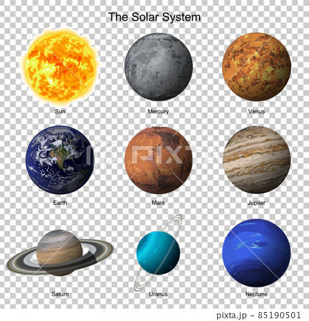リアルな太陽系の惑星イラストセット 85190501