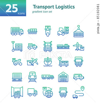 Transport Logistics gradient icon set. Vector and Illustration. 85192081