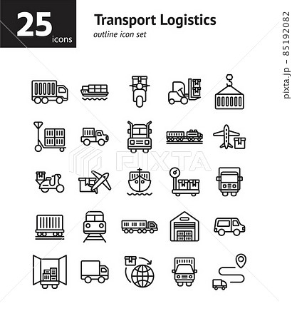 Transport Logistics outline icon set. Vector and Illustration. 85192082