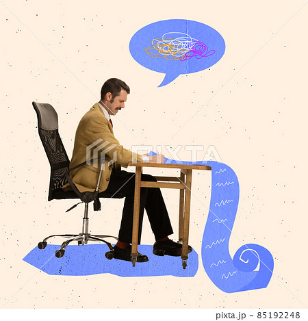 Creative design. Businessman working on project, paper work Creative design. Businessman working on project, paper work 85192248