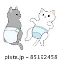 オムツをつけた猫のイラスト 85192458