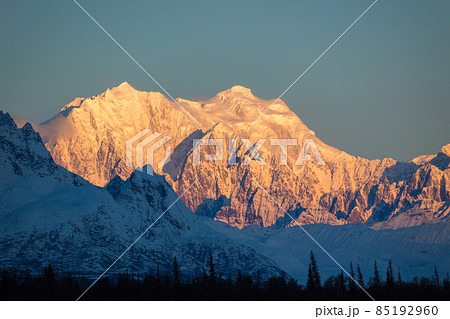 Pink Mount Hunter at Sunrise. Alaska, USA 85192960
