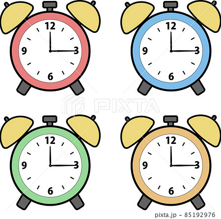 シンプルでかわいい目覚まし時計のイラストセット シンプルでかわいい目覚まし時計のイラストセット 85192976