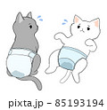 オムツがパンパンで不快な猫のイラスト 85193194