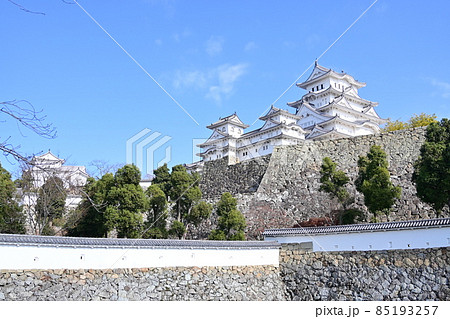 姫路城（世界遺産）の三国堀から見た天守 85193257
