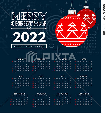 Calendar for 2022 starts sunday. Vector illustration on dark blue Calendar for 2022 starts sunday. Vector illustration on dark blue 85193900