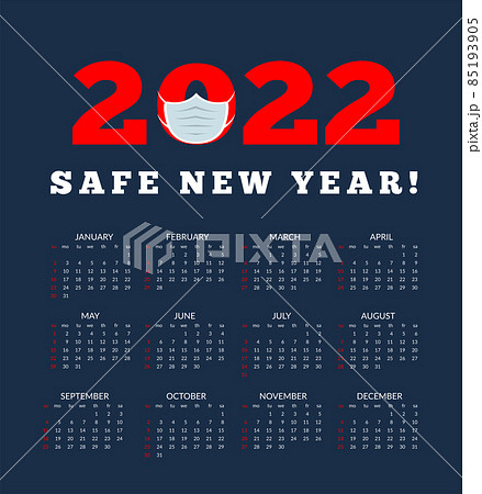 Calendar for 2022 starts sunday. Vector illustration on dark blue Calendar for 2022 starts sunday. Vector illustration on dark blue 85193905